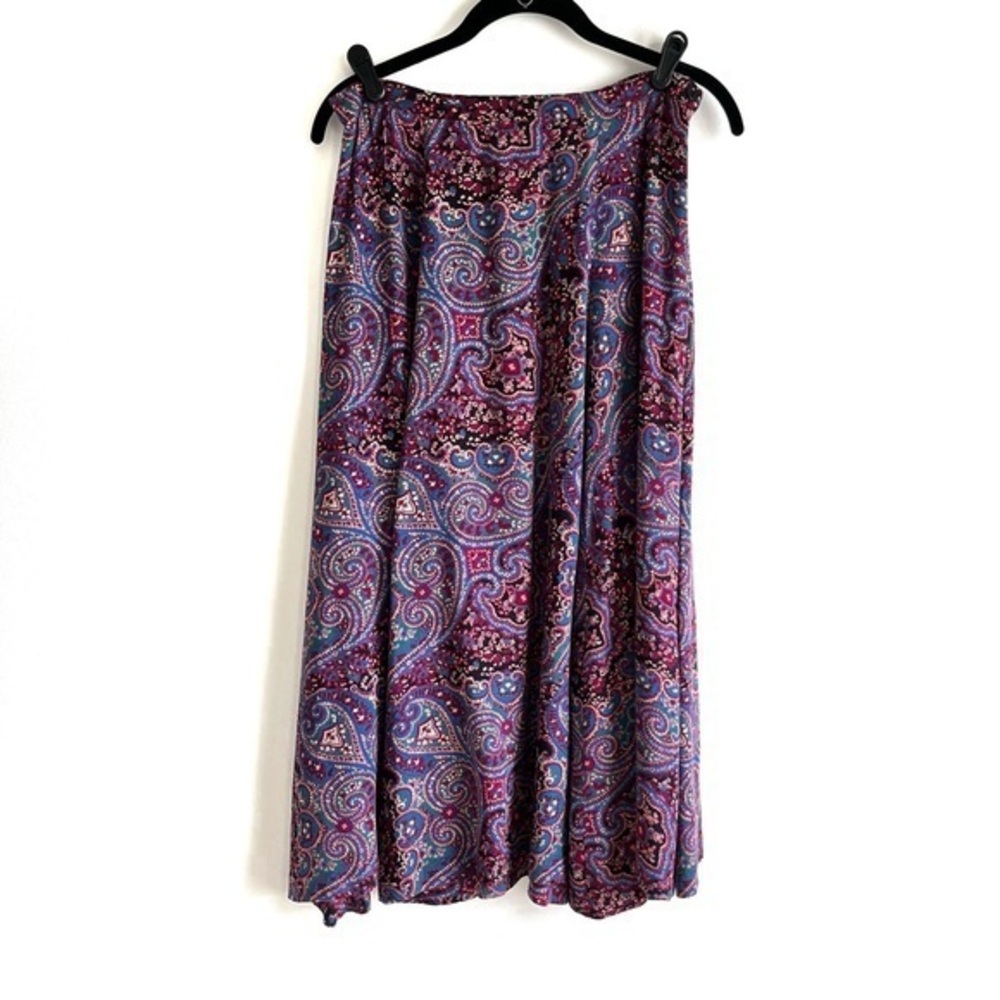 Vintage Leslie Fay Purple Pink Paisley Midi Skirt